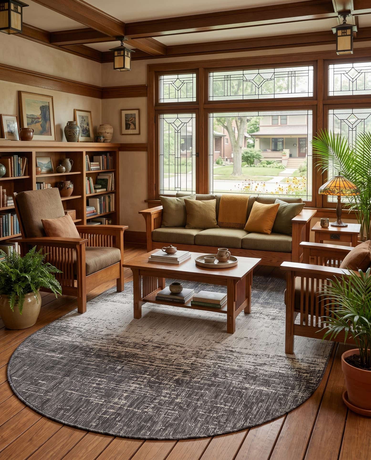 5' 3 x 8' Easy-Clean Modern Indoor / Outdoor Oval Rug