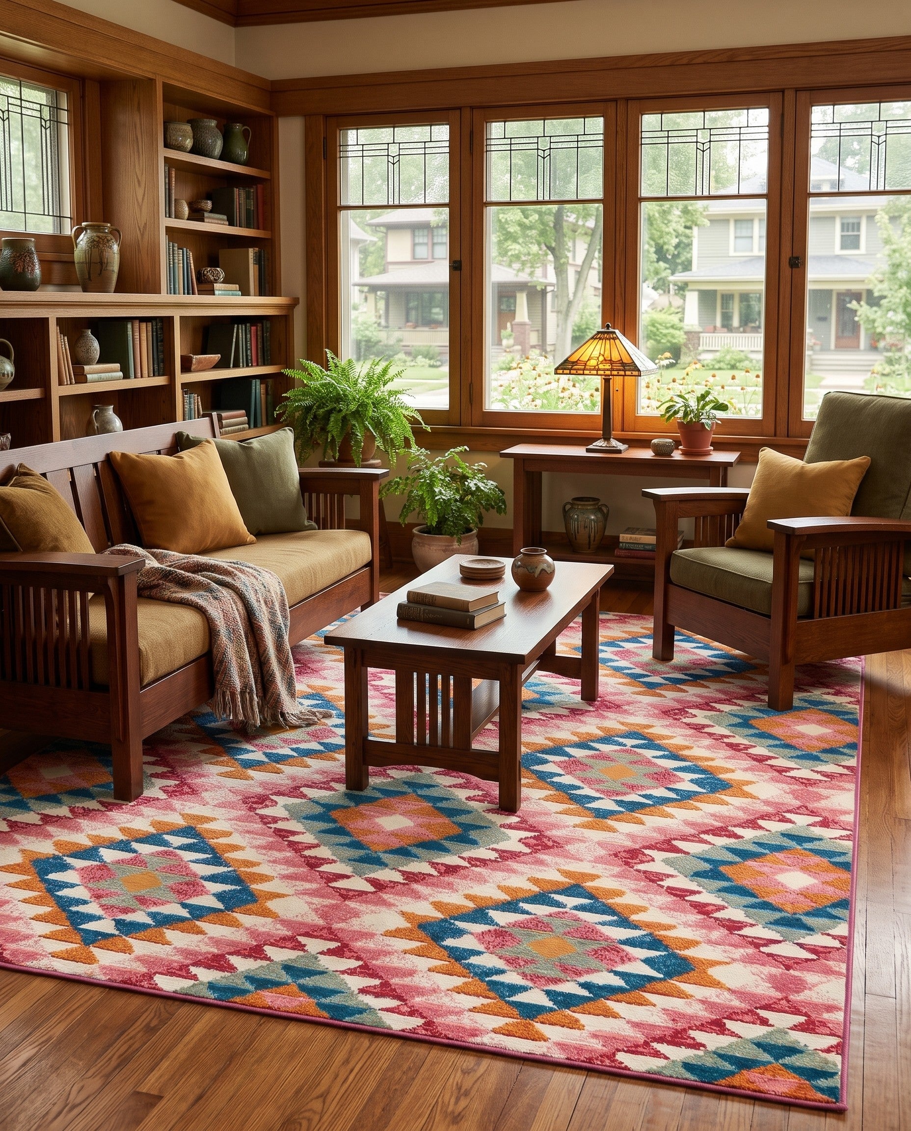 5' 3 x 8' Easy-Clean Southwestern Indoor / Outdoor Rug