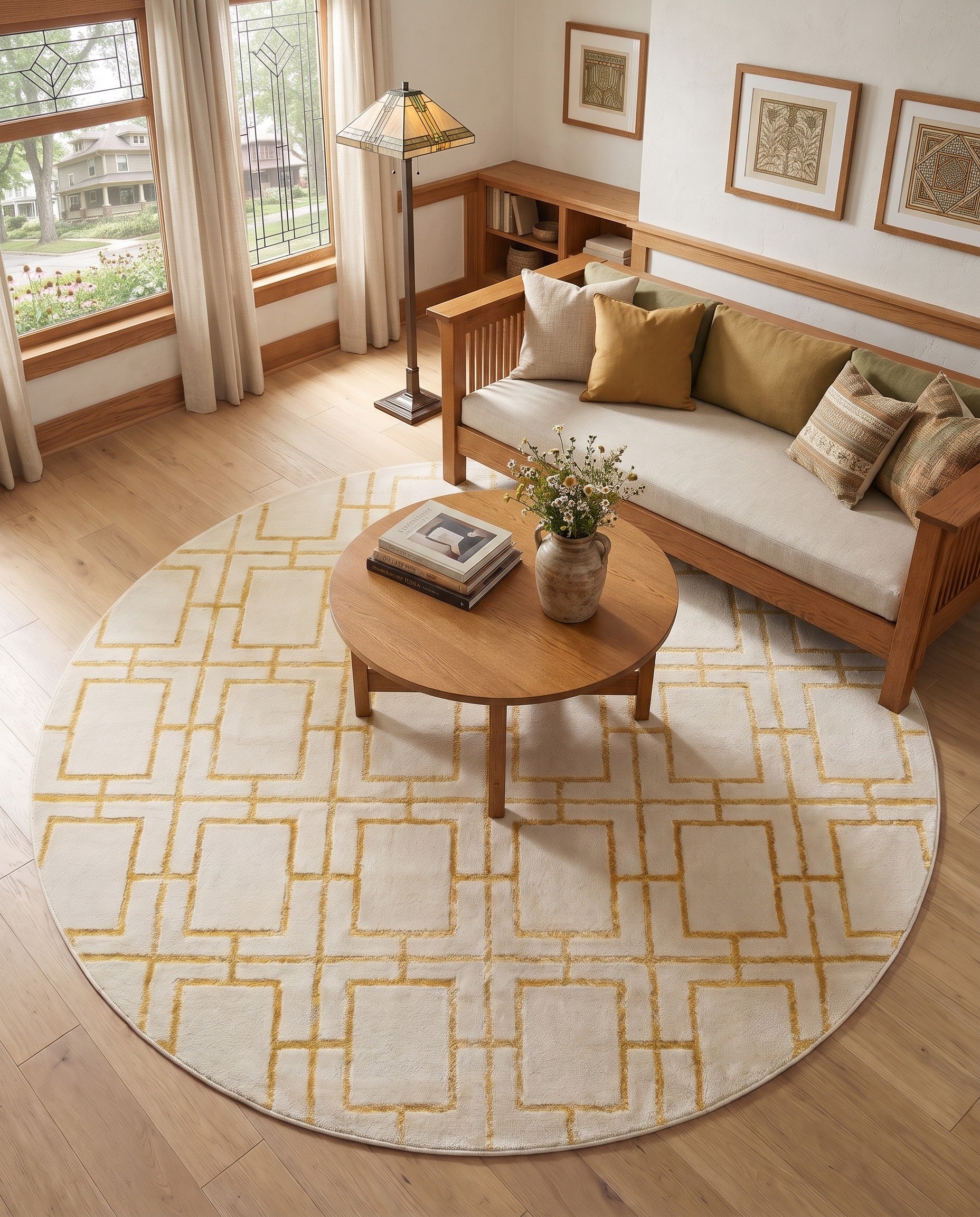 White and Gold Marilyn Monroe™ Glam Deco Round Rug