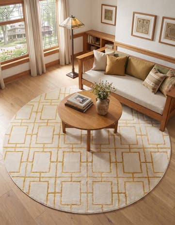 White and Gold Marilyn Monroe™ Glam Deco Round Rug