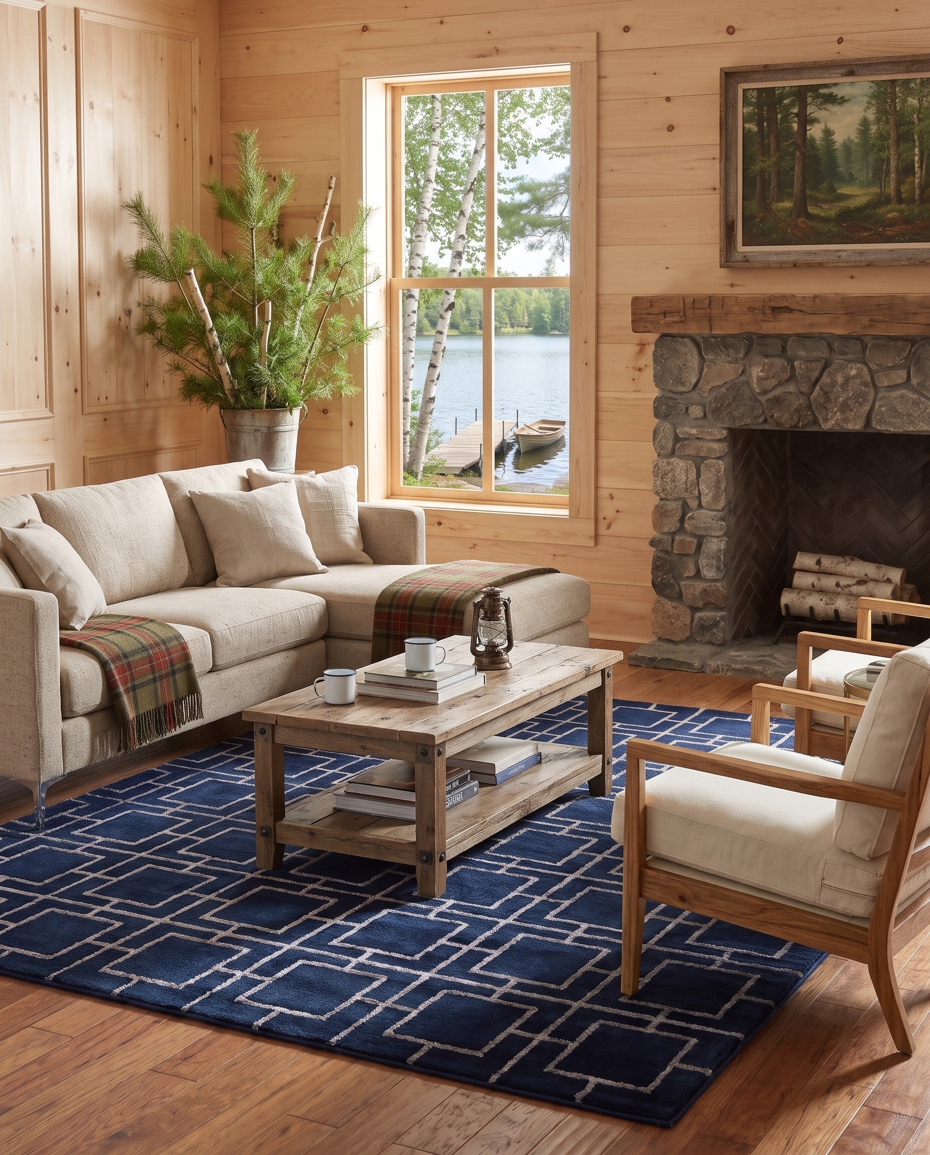 Navy Blue and Silver Marilyn Monroe™ Glam Deco Square Rug
