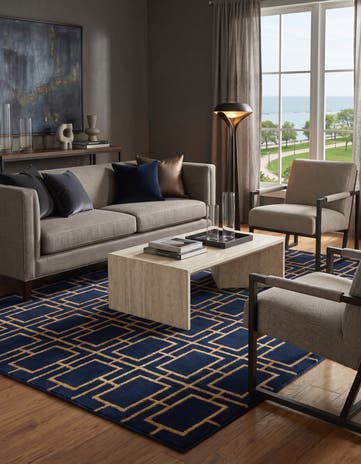 Navy Blue and Gold Marilyn Monroe™ Glam Deco Rug