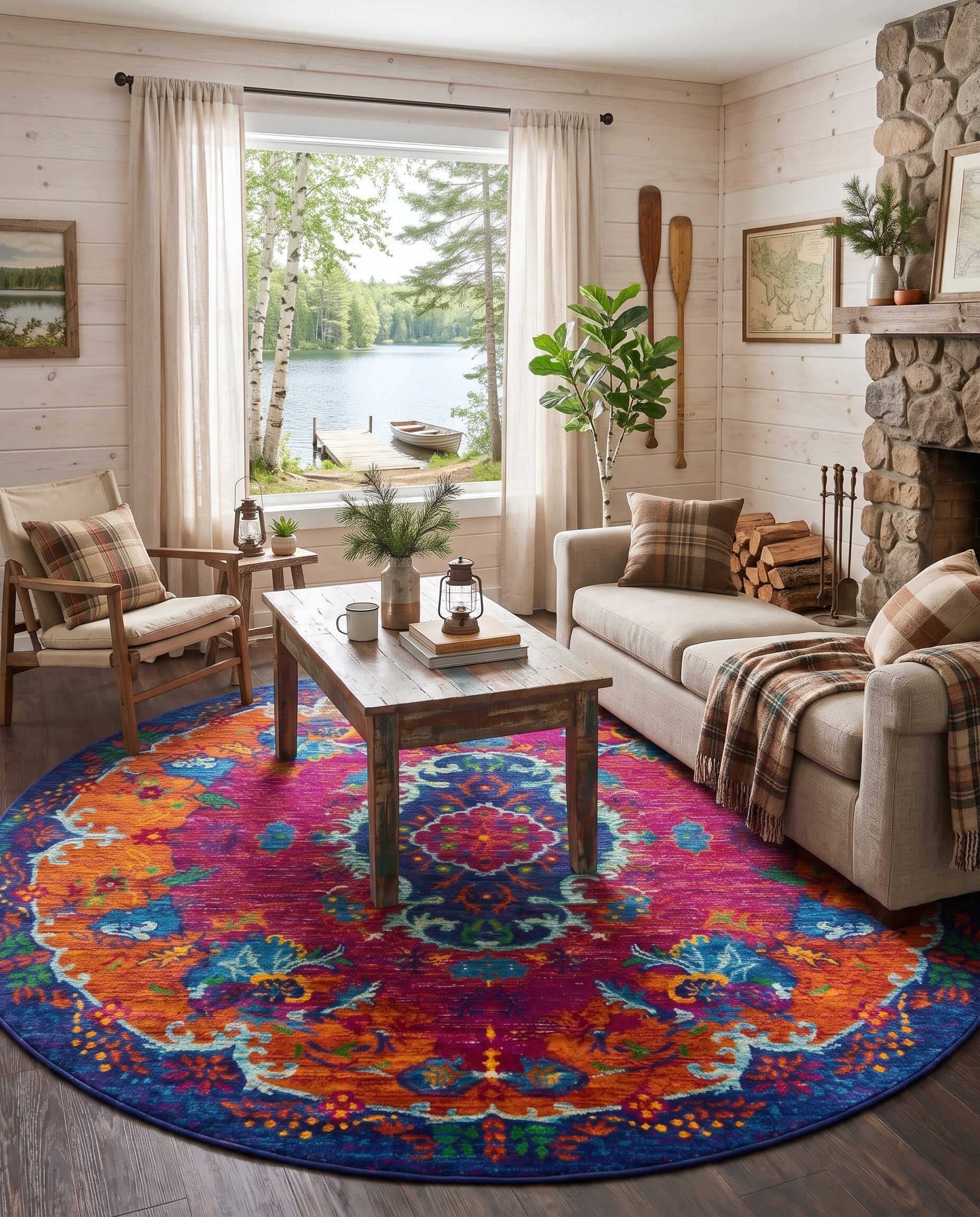 Fuchsia Calypso Round Rug