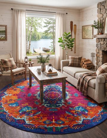 Fuchsia Calypso Round Rug