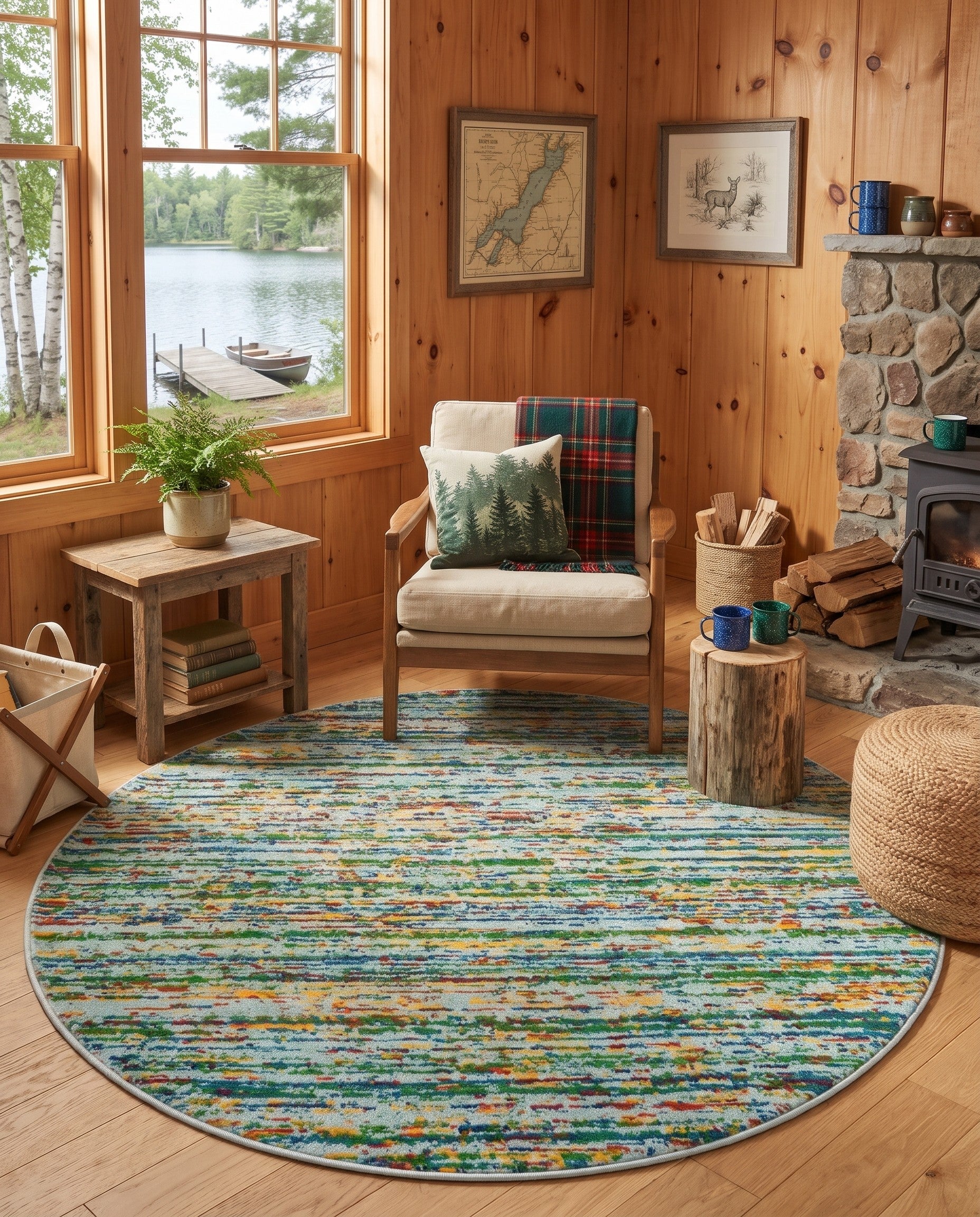 Aqua Blue Calypso Round Rug