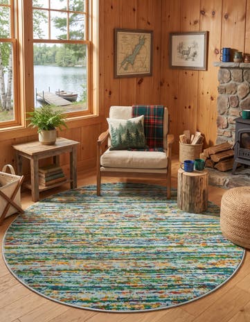 Aqua Blue Calypso Round Rug