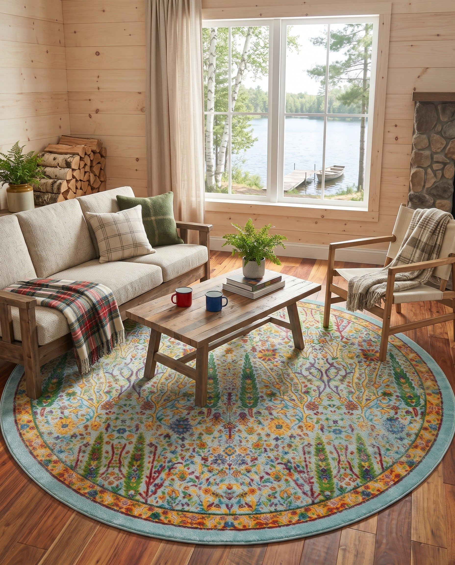 Aqua Blue Calypso Round Rug