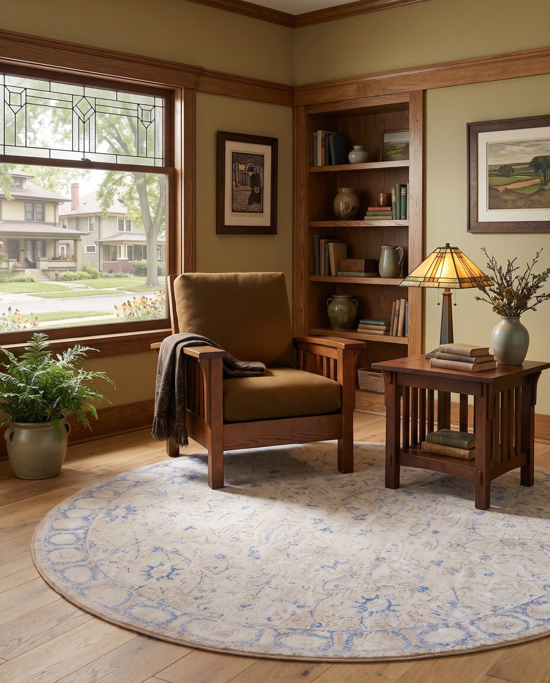 Beige Washable Timeless Round Rug