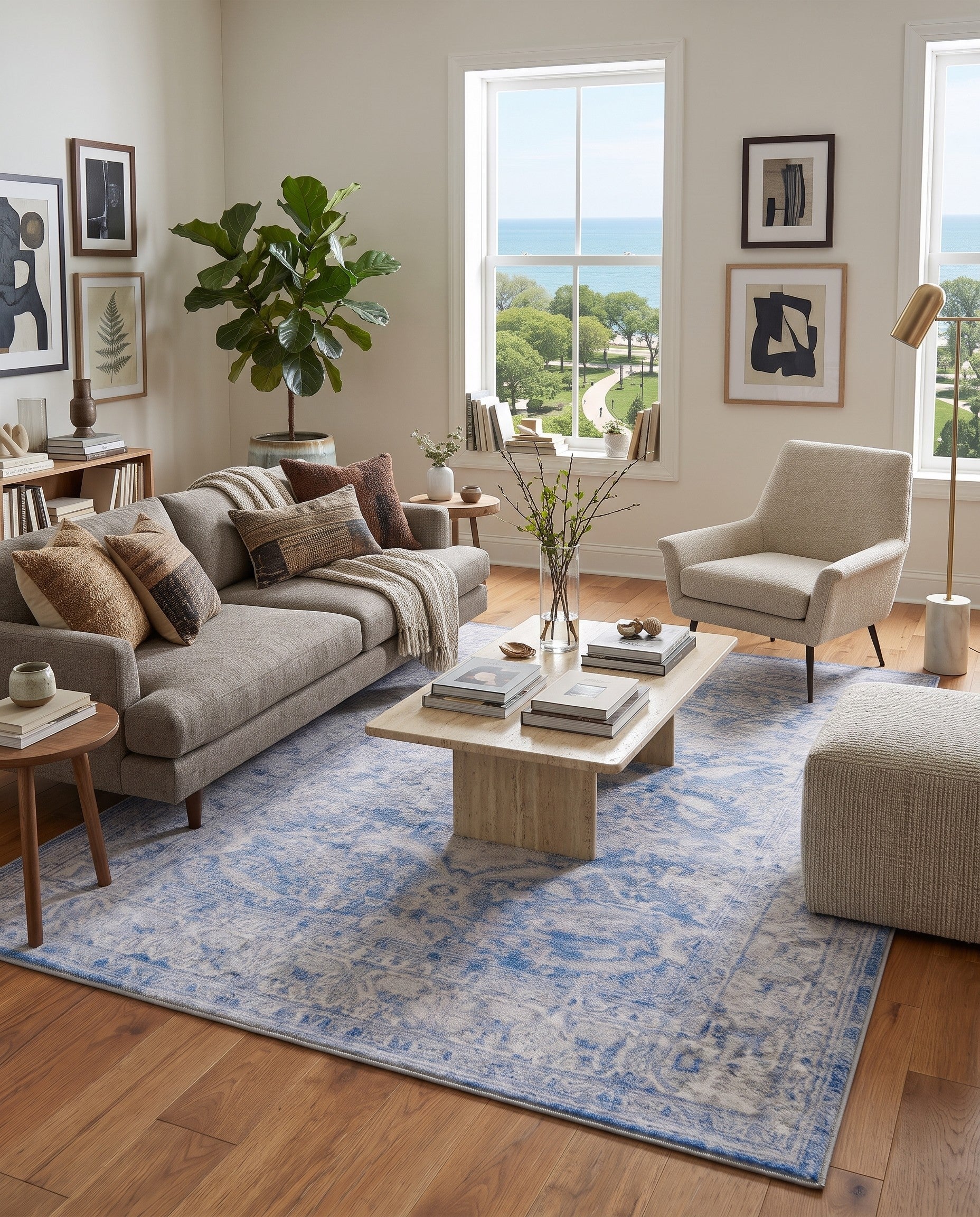 Blue Washable Timeless Rug