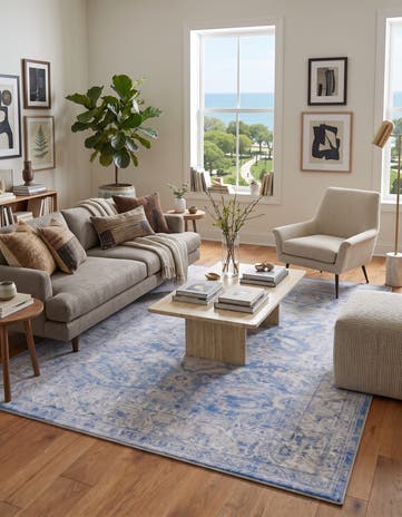 Blue Washable Timeless Rug