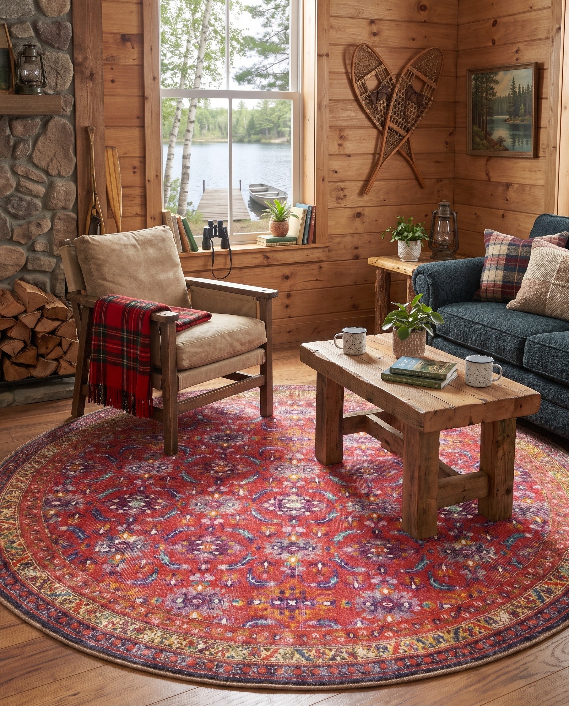 7' 7 x 7' 7 Washable Timeless Round Rug
