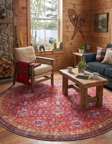 7' 7 x 7' 7 Washable Timeless Round Rug