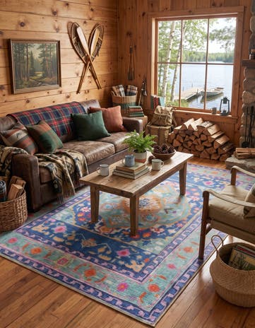 Blue Washable Timeless Rug