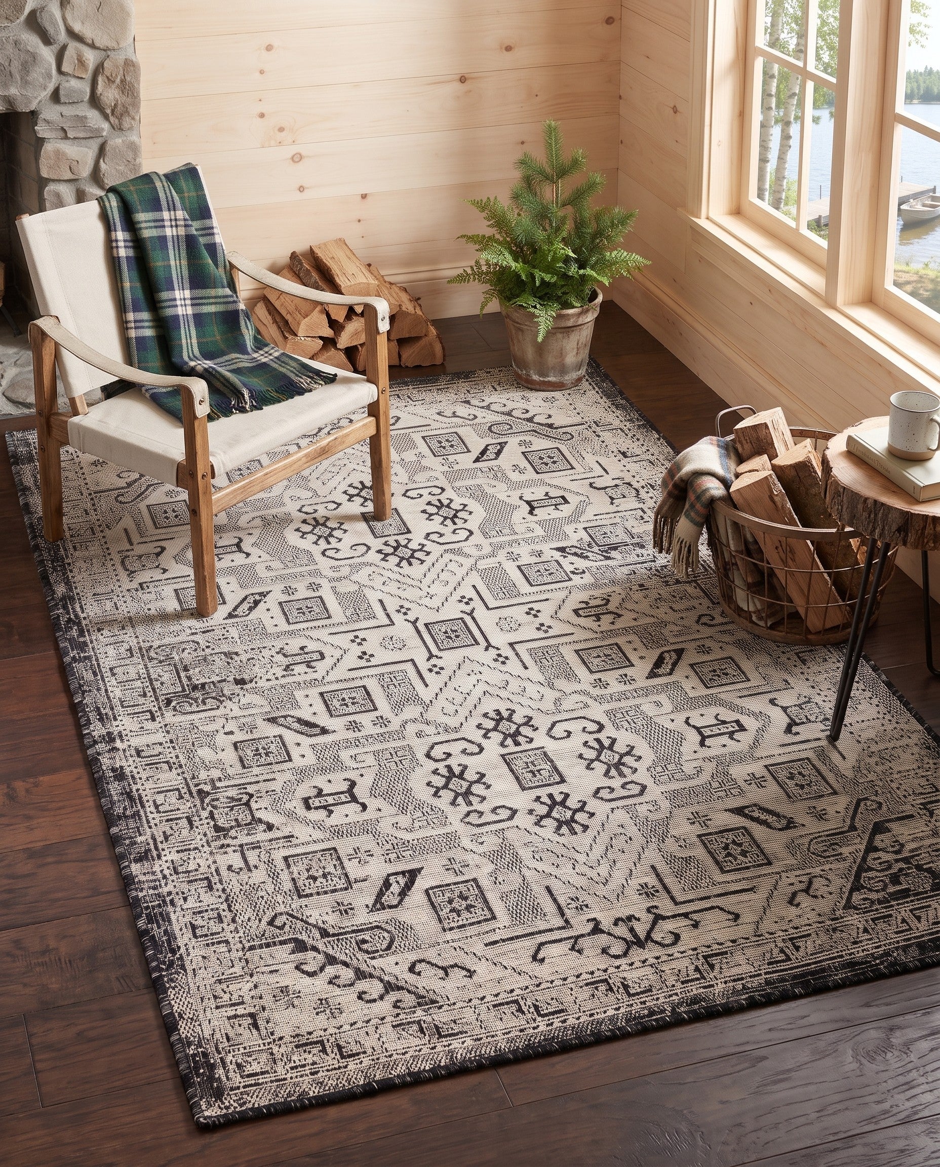 4' x 6' Easy-Clean Aztec Indoor / Outdoor Rug