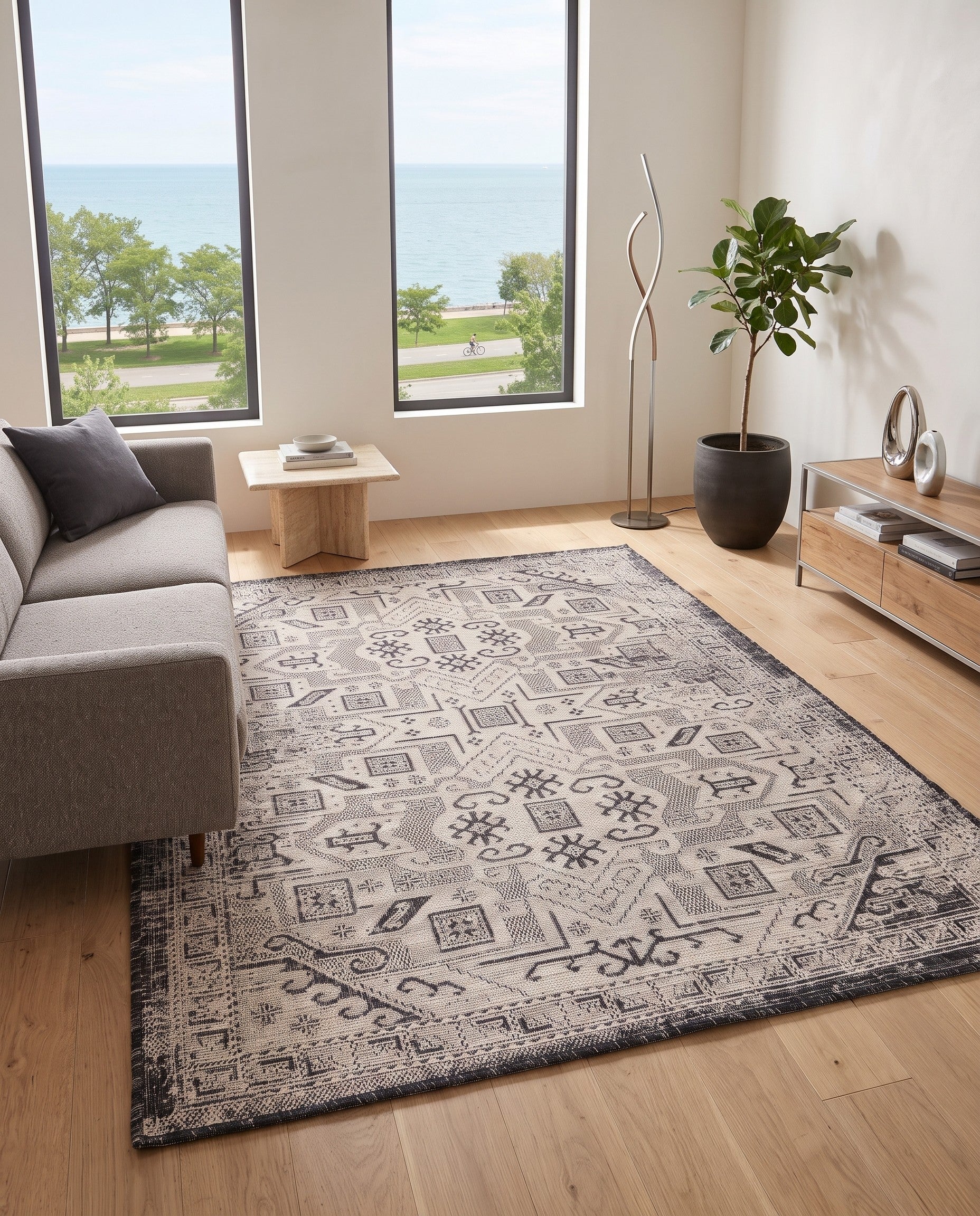 4' x 6' Easy-Clean Aztec Indoor / Outdoor Rug