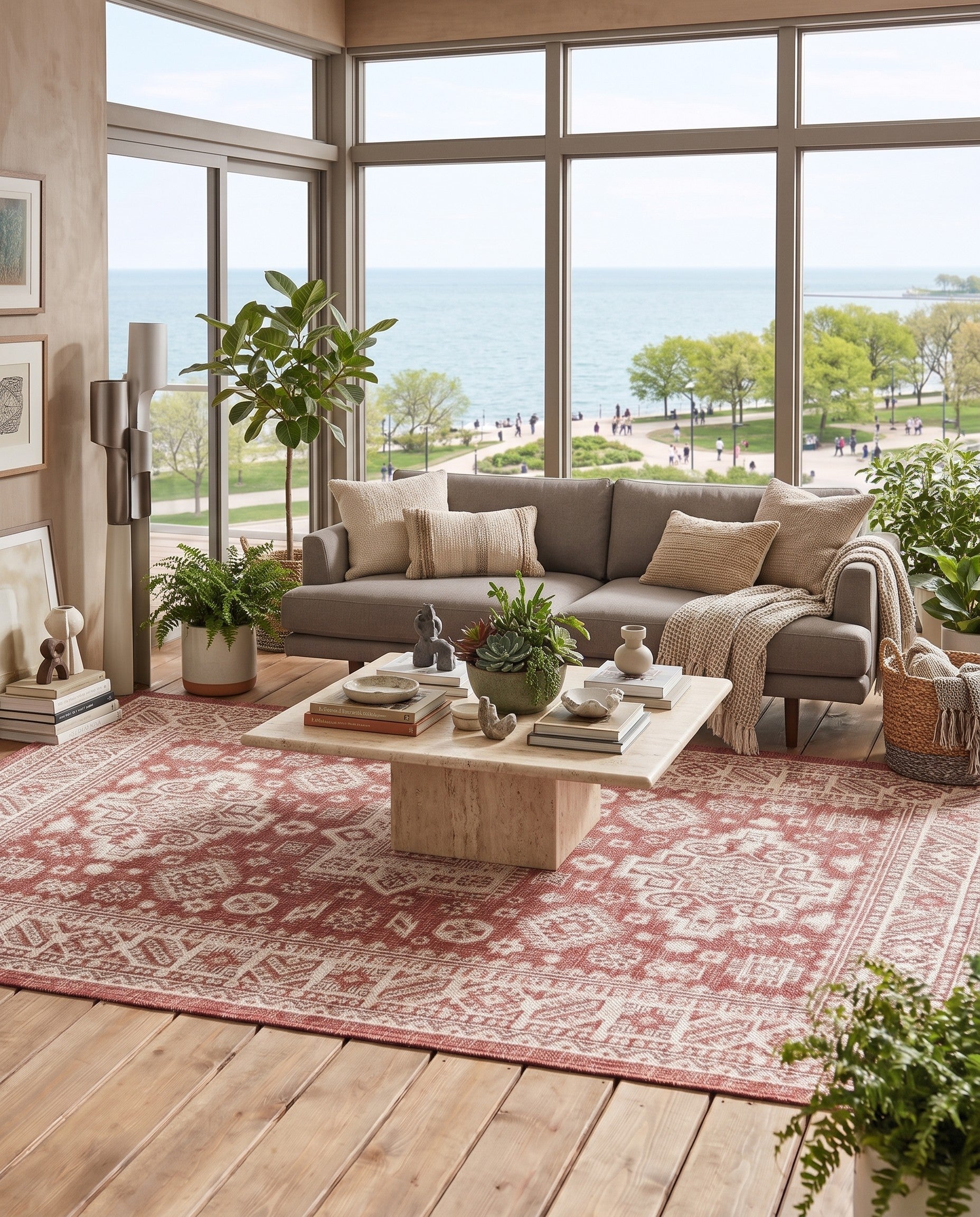 4' x 6' Easy-Clean Aztec Indoor / Outdoor Rug