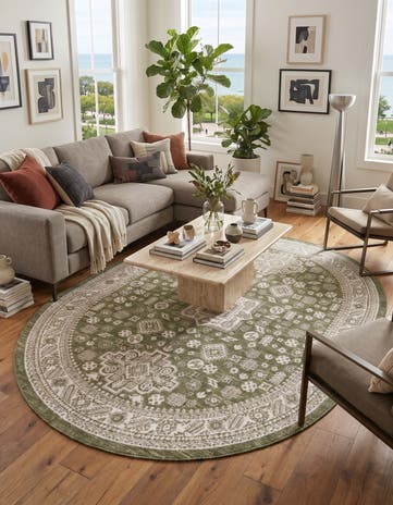7' 10 x 10' Easy-Clean Aztec Indoor / Outdoor Oval Rug