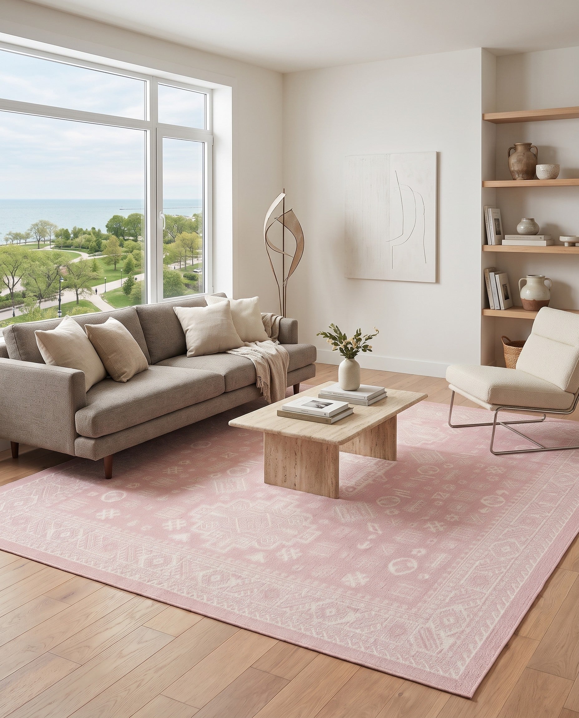 7' 10 x 7' 10 Easy-Clean Aztec Indoor / Outdoor Square Rug