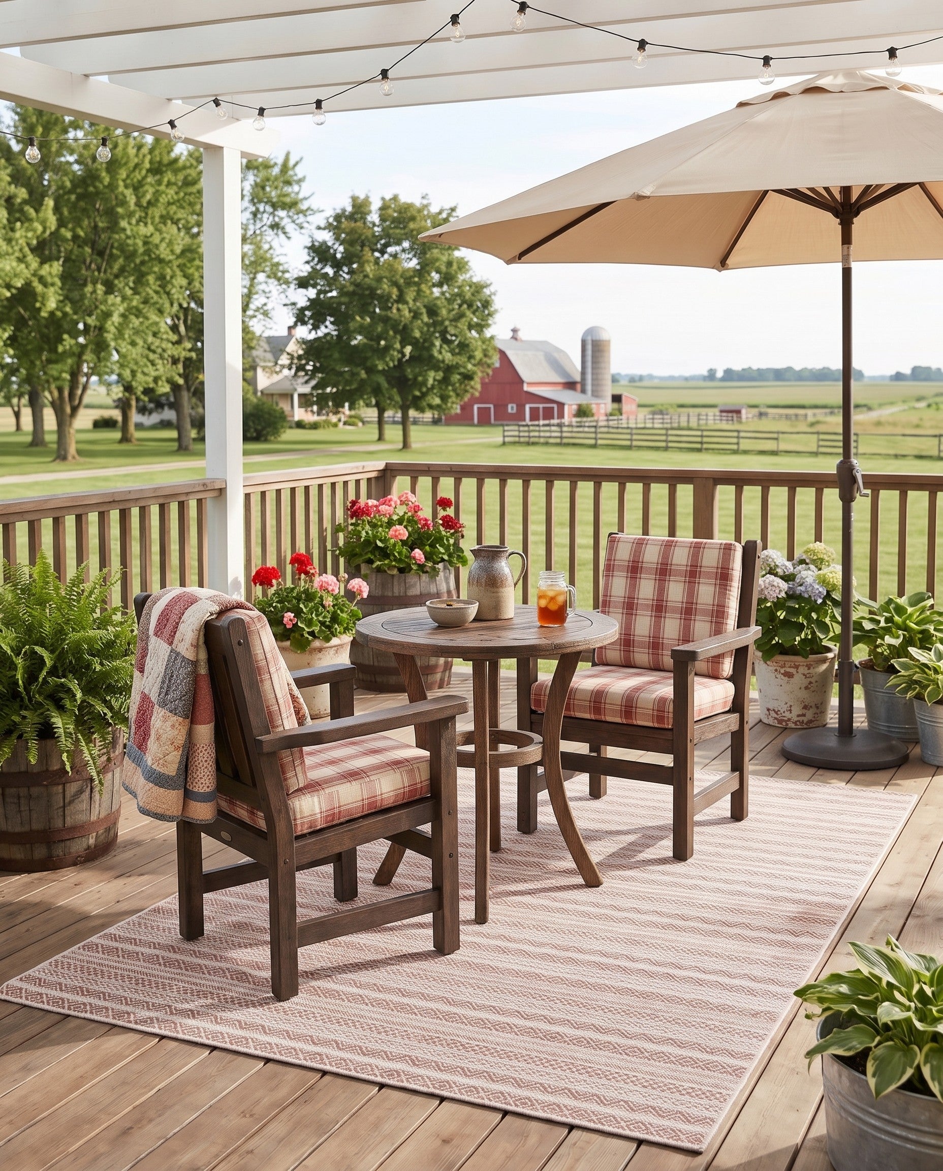 Red Easy-Clean Ribbon Indoor / Outdoor Rug