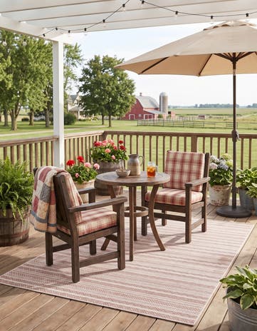 Red Easy-Clean Ribbon Indoor / Outdoor Rug