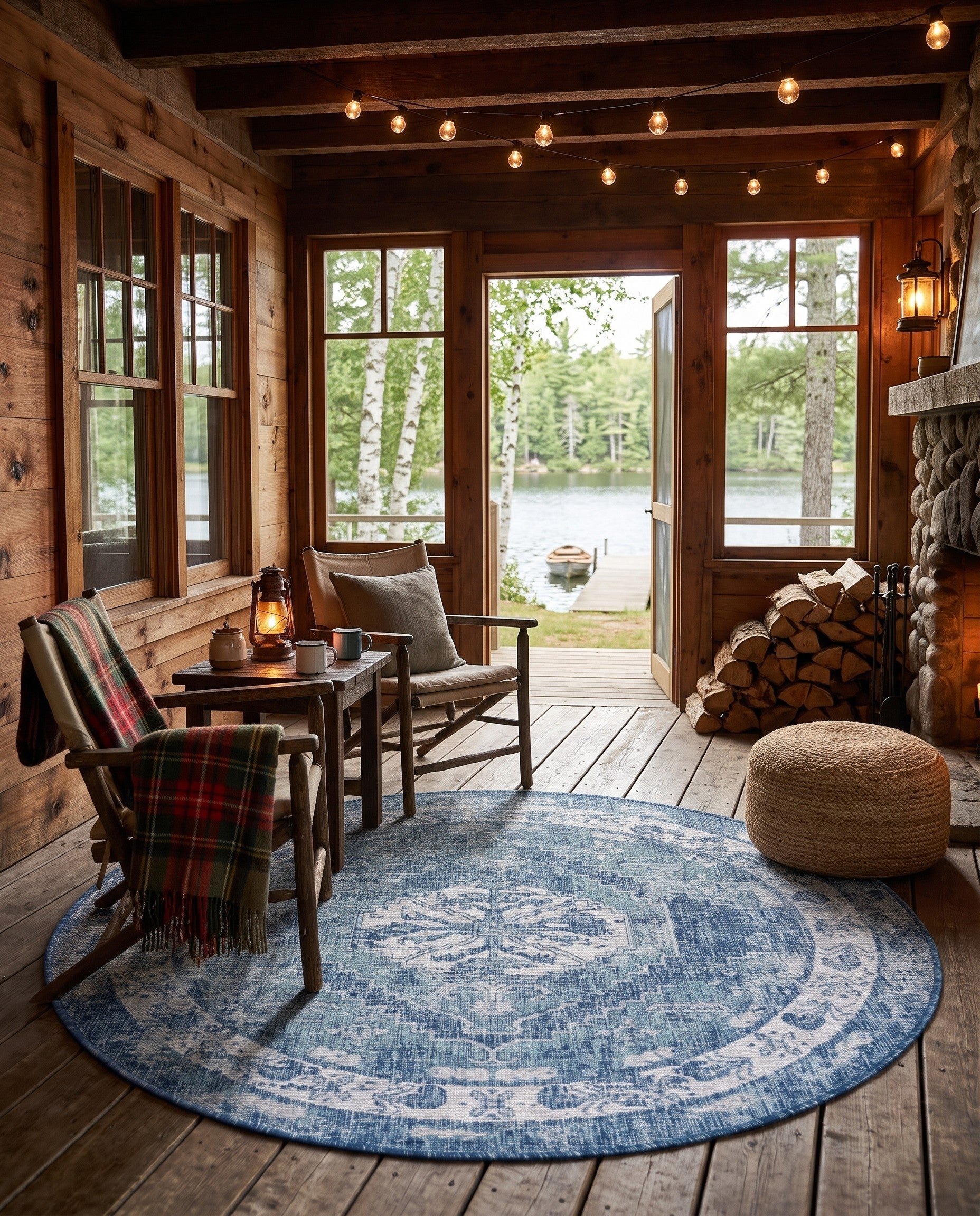 5' 3 x 5' 3 Easy-Clean Beckett Traditional Indoor / Outdoor Round Rug