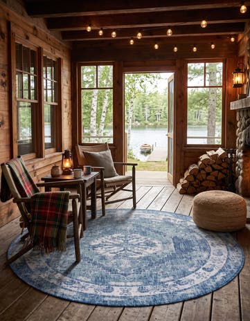 5' 3 x 5' 3 Easy-Clean Beckett Traditional Indoor / Outdoor Round Rug