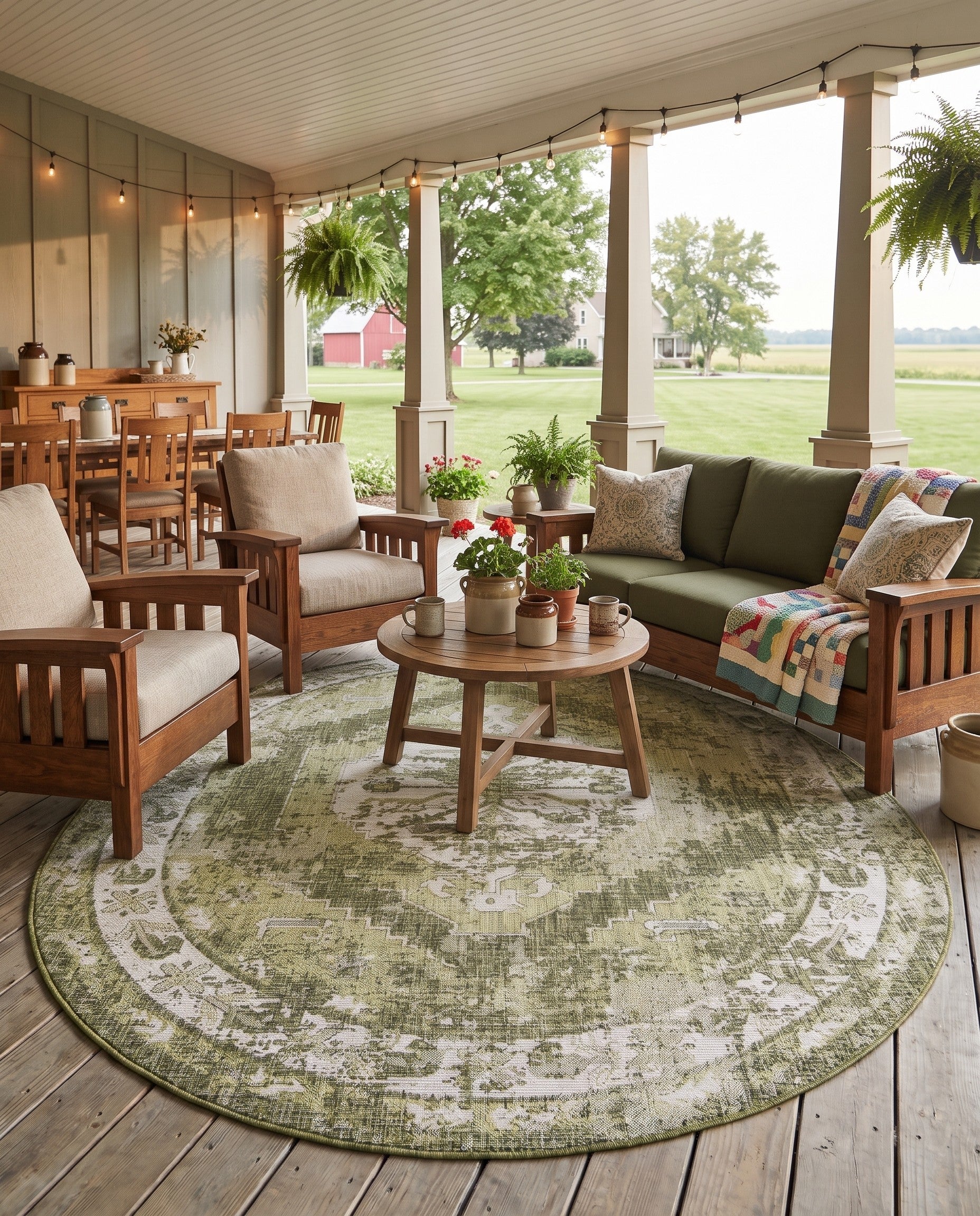 7' 10 x 10' Easy-Clean Beckett Traditional Indoor / Outdoor Oval Rug