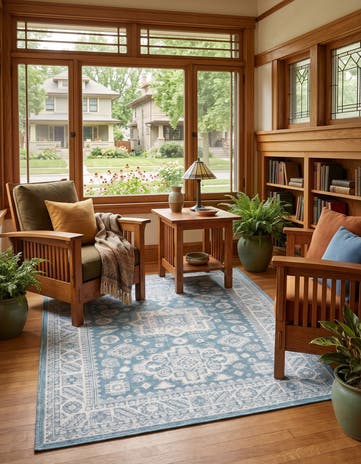 Aqua Blue Easy-Clean Aztec Indoor / Outdoor Rug