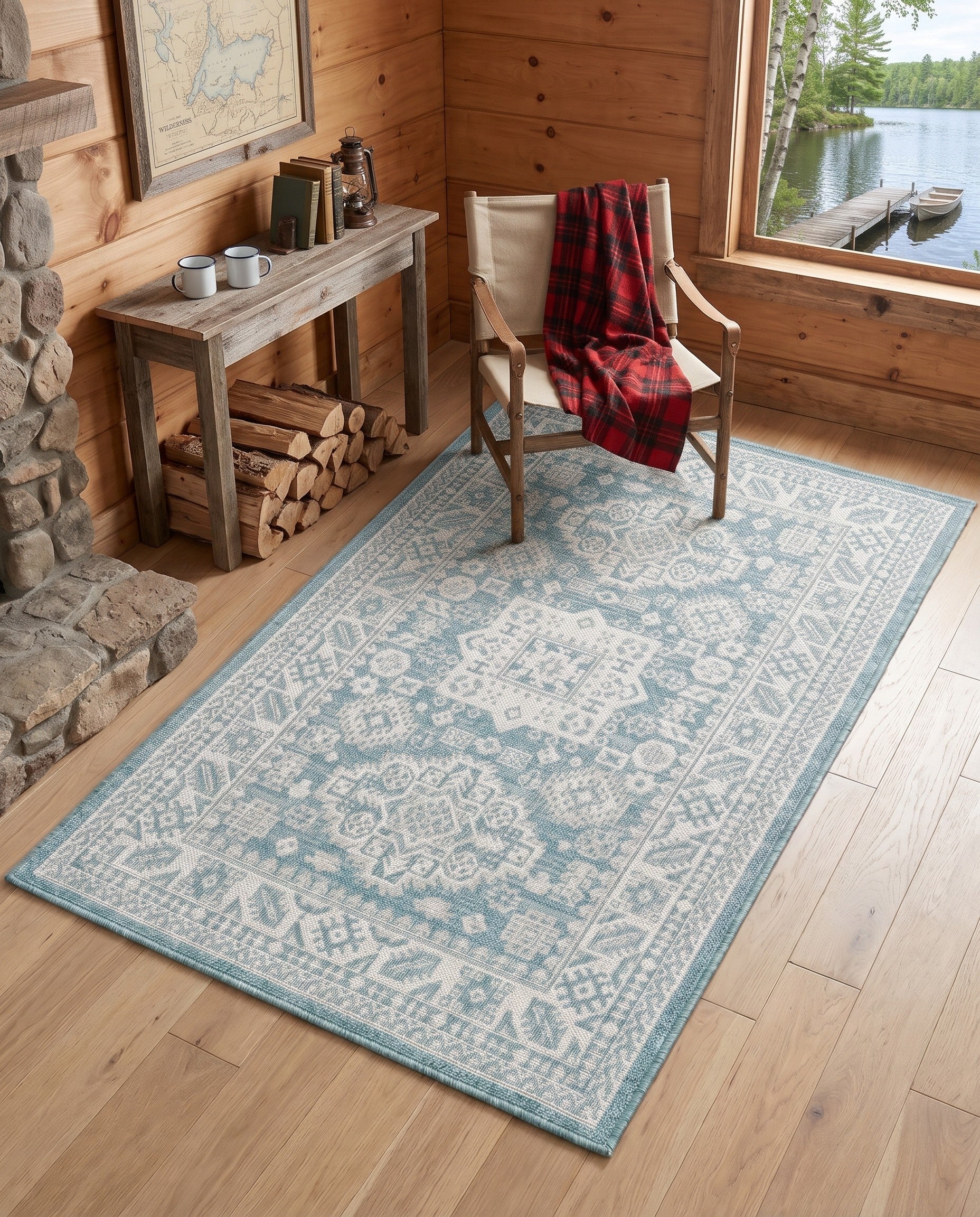 3' x 5' 3 Easy-Clean Aztec Indoor / Outdoor Rug