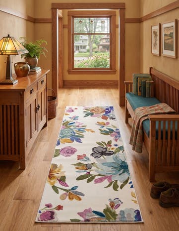 Ivory Blossom Runner Rug