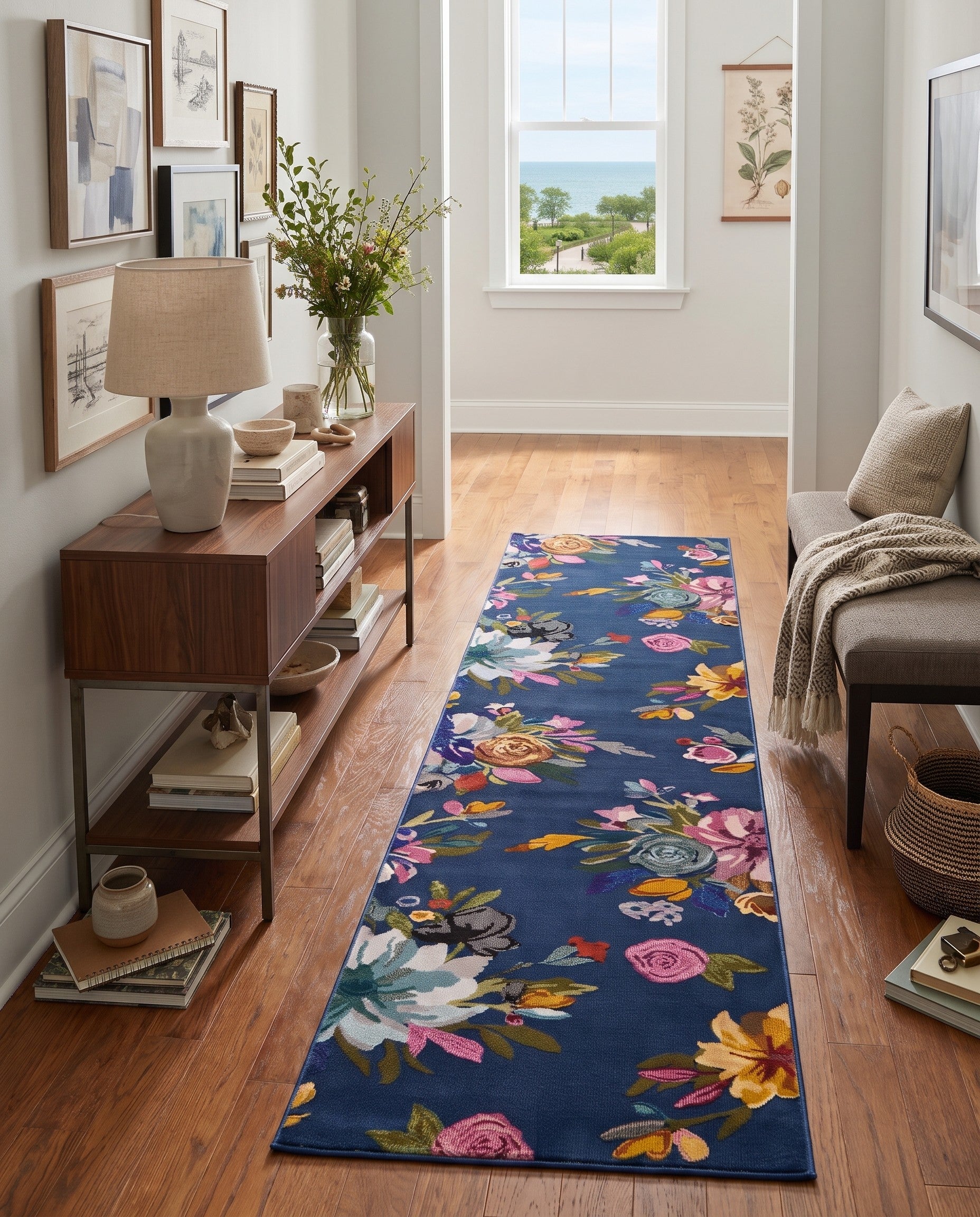 Blue Blossom Runner Rug