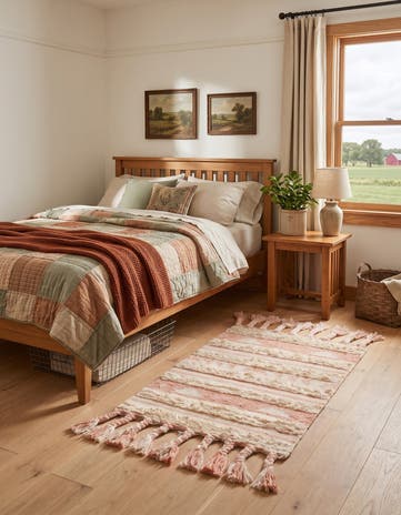 Baby Pink Hand Woven Arizona Wool Rug