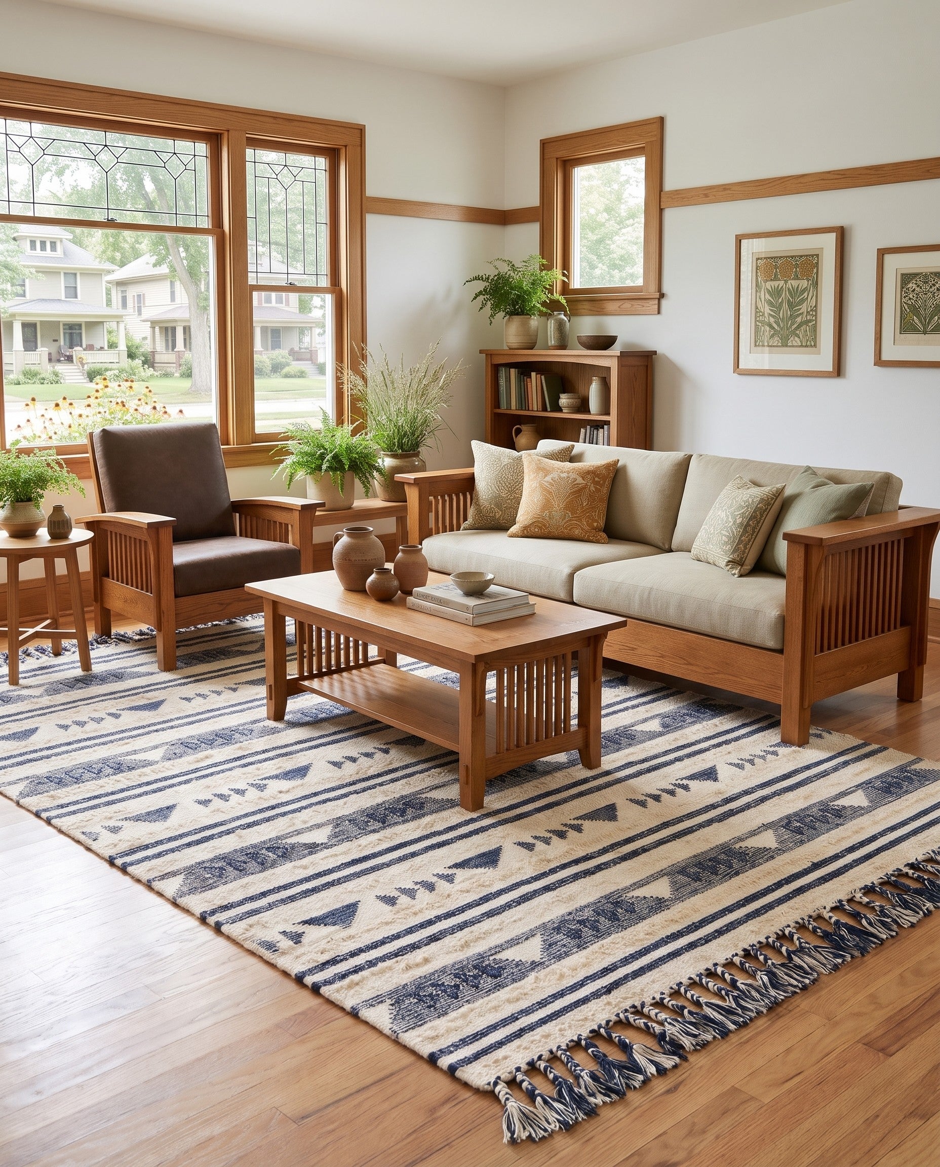 Navy Blue Hand Woven Arizona Wool Rug