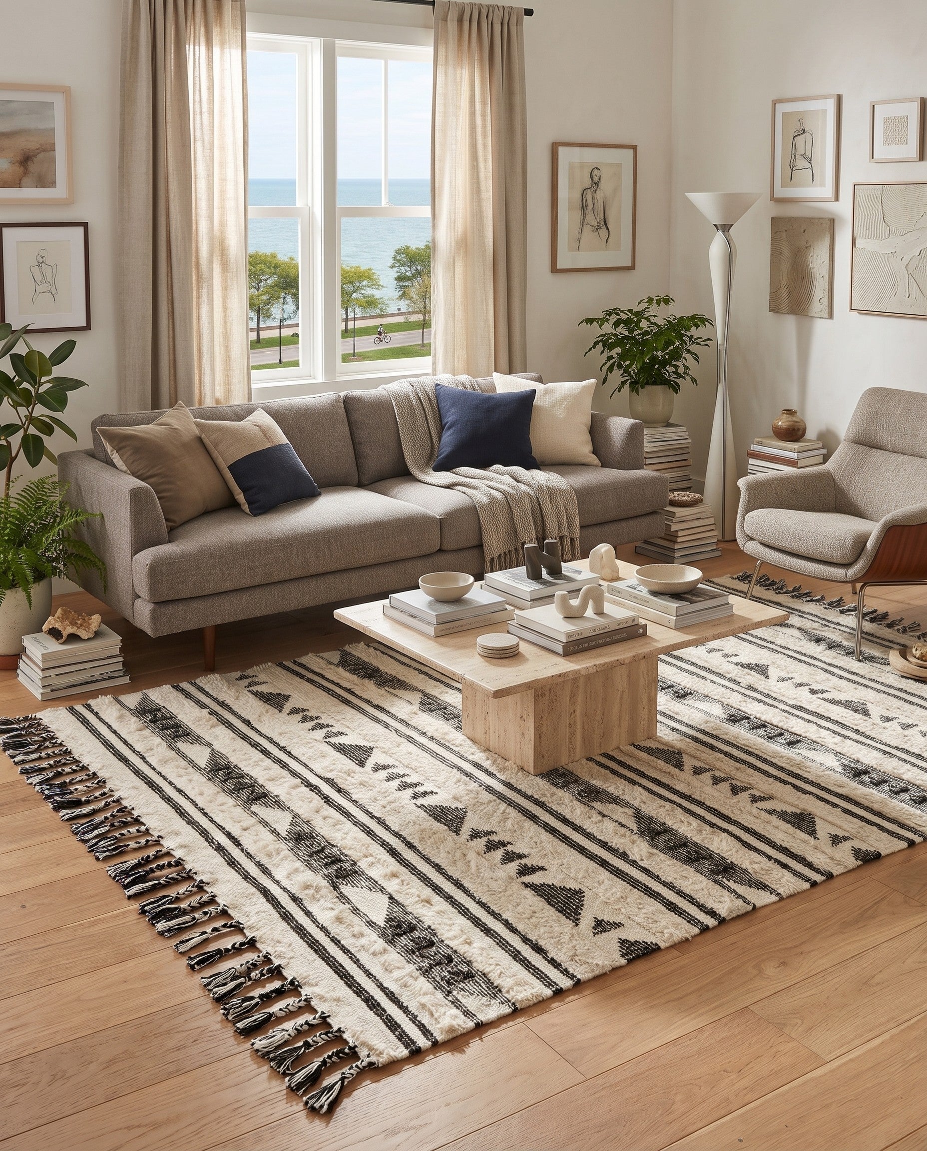 Charcoal Gray Hand Woven Arizona Wool Rug
