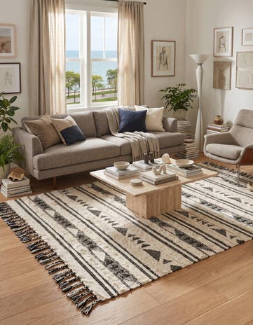 Charcoal Gray Hand Woven Arizona Wool Rug