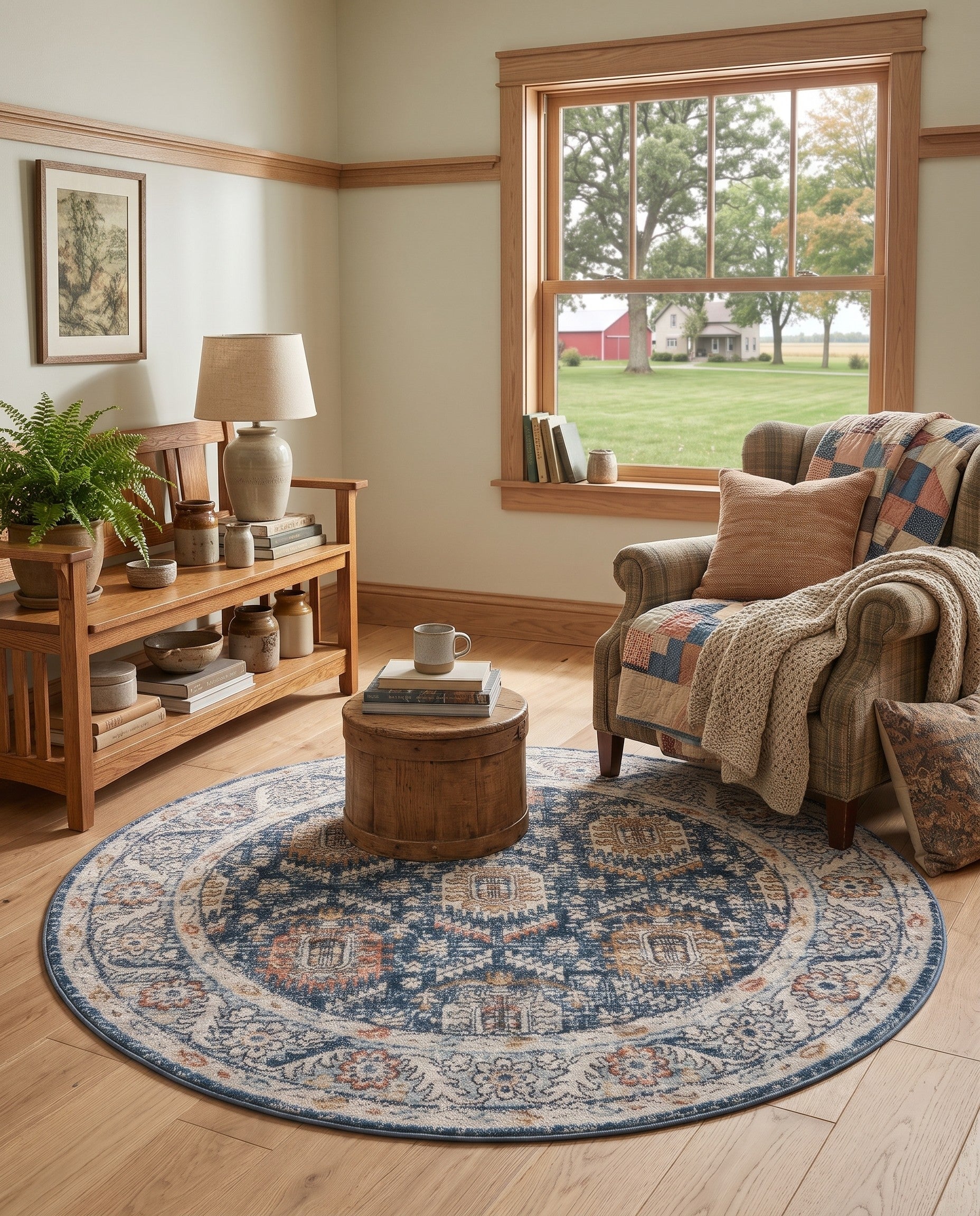Blue Nyla Round Rug