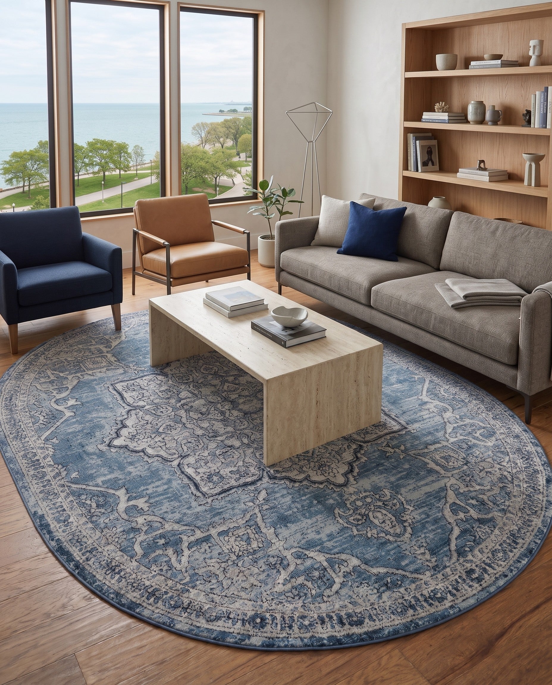 Blue Nyla Oval Rug