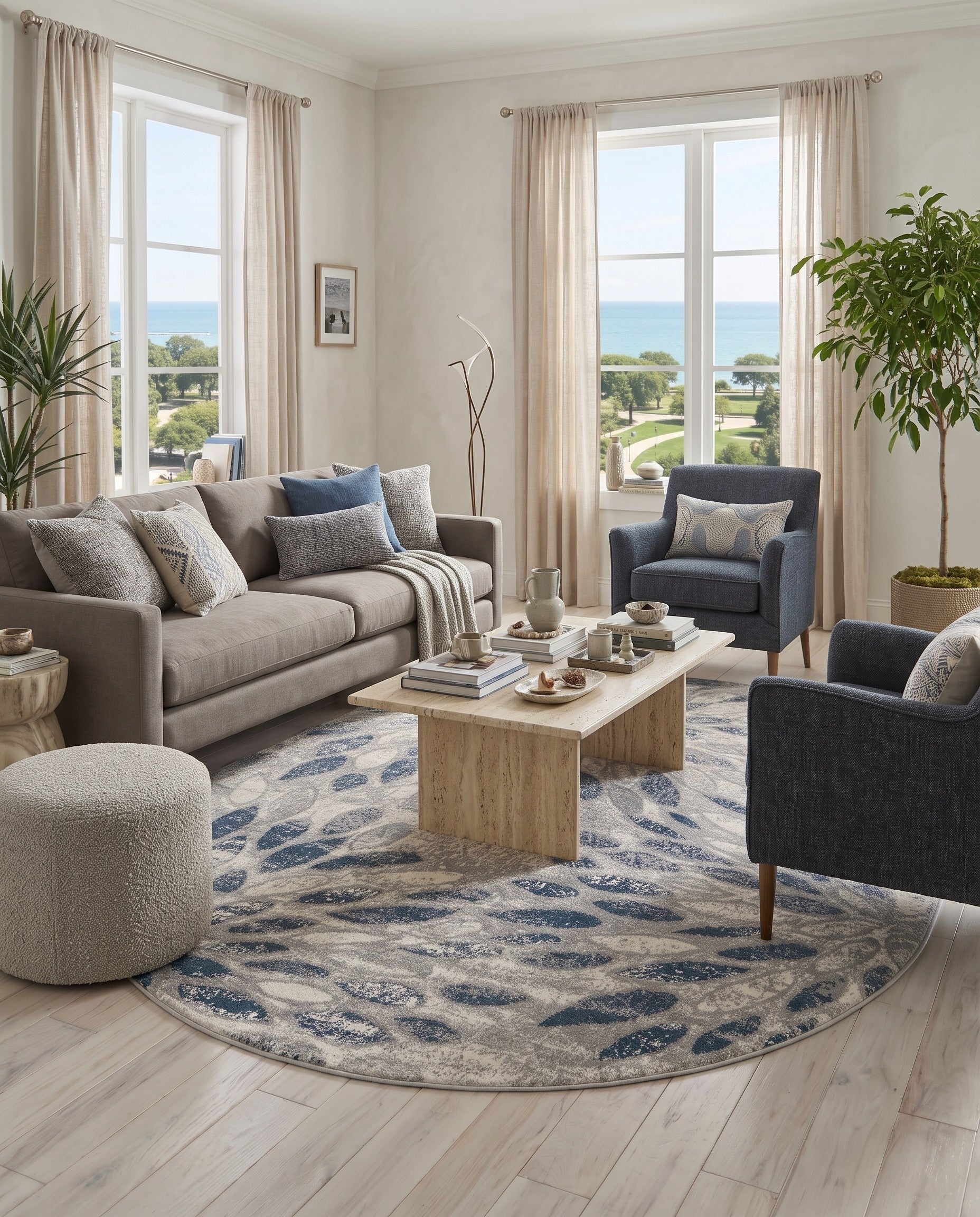Gray Charleston Oval Rug