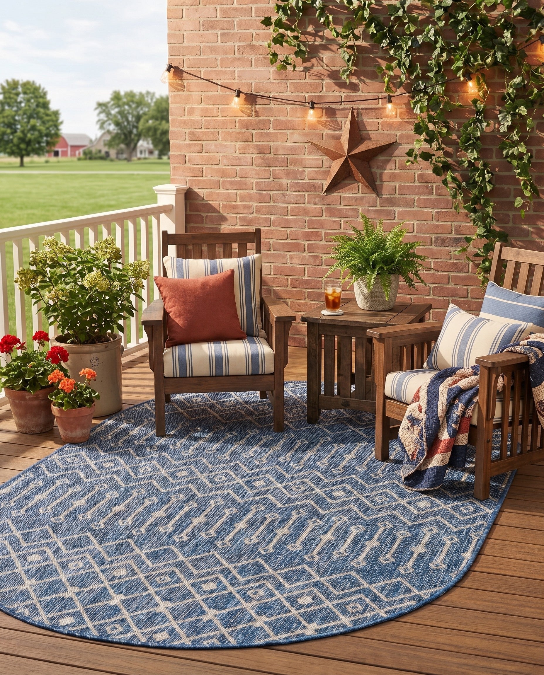 4' x 6' Easy-Clean Lattice Indoor / Outdoor Oval Rug