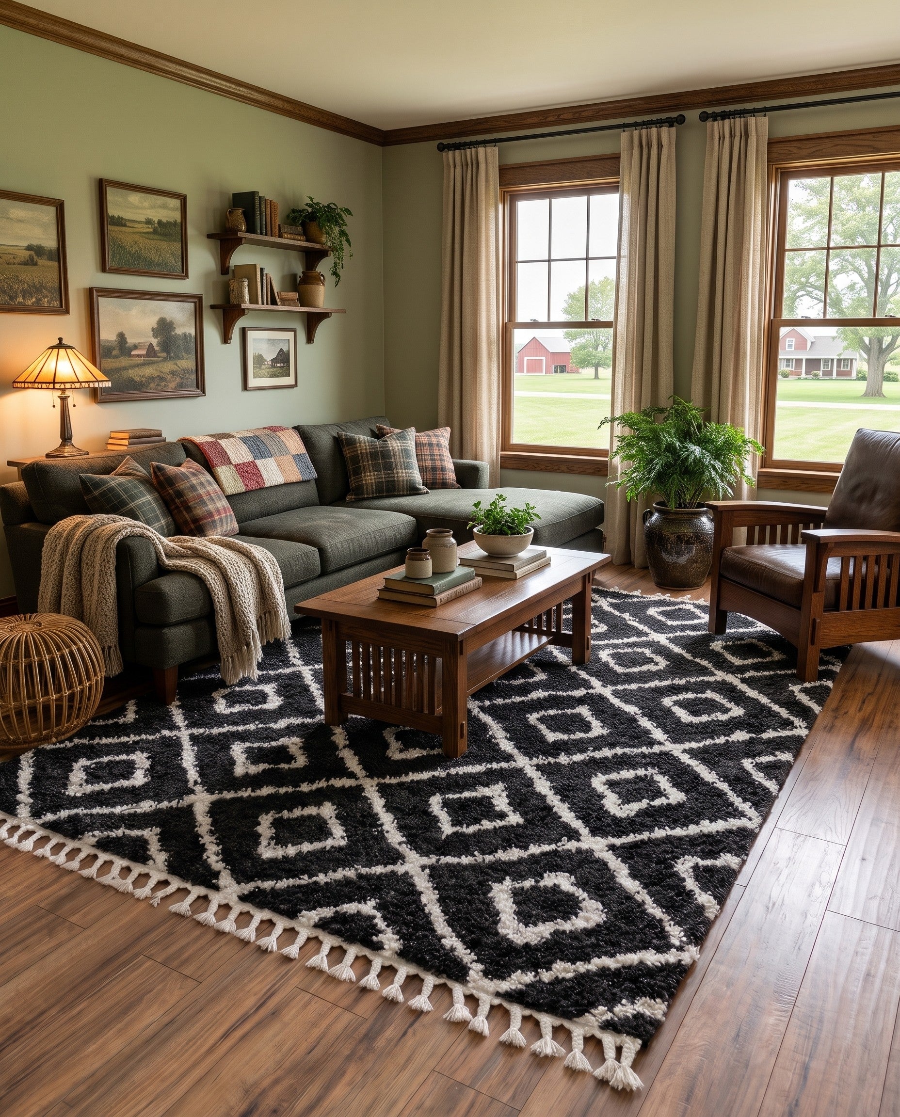Black and White Athena Shag Rug