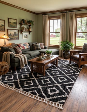 Black and White Athena Shag Rug