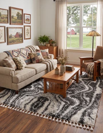 Black and White Athena Shag Rug