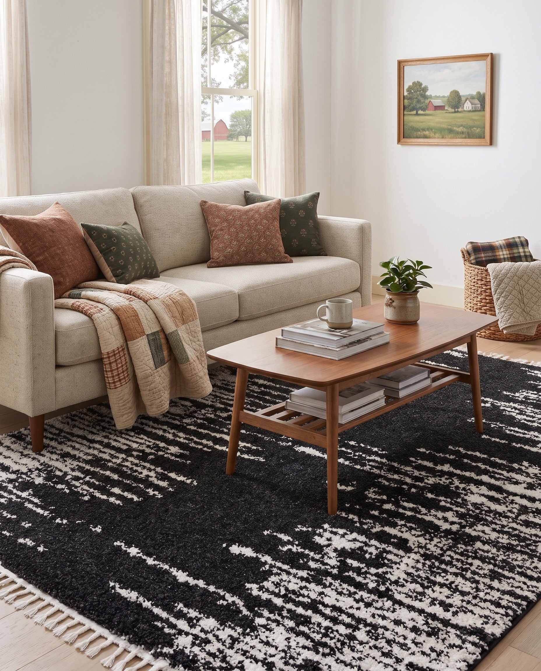 Black and White Serenity Shag Rug
