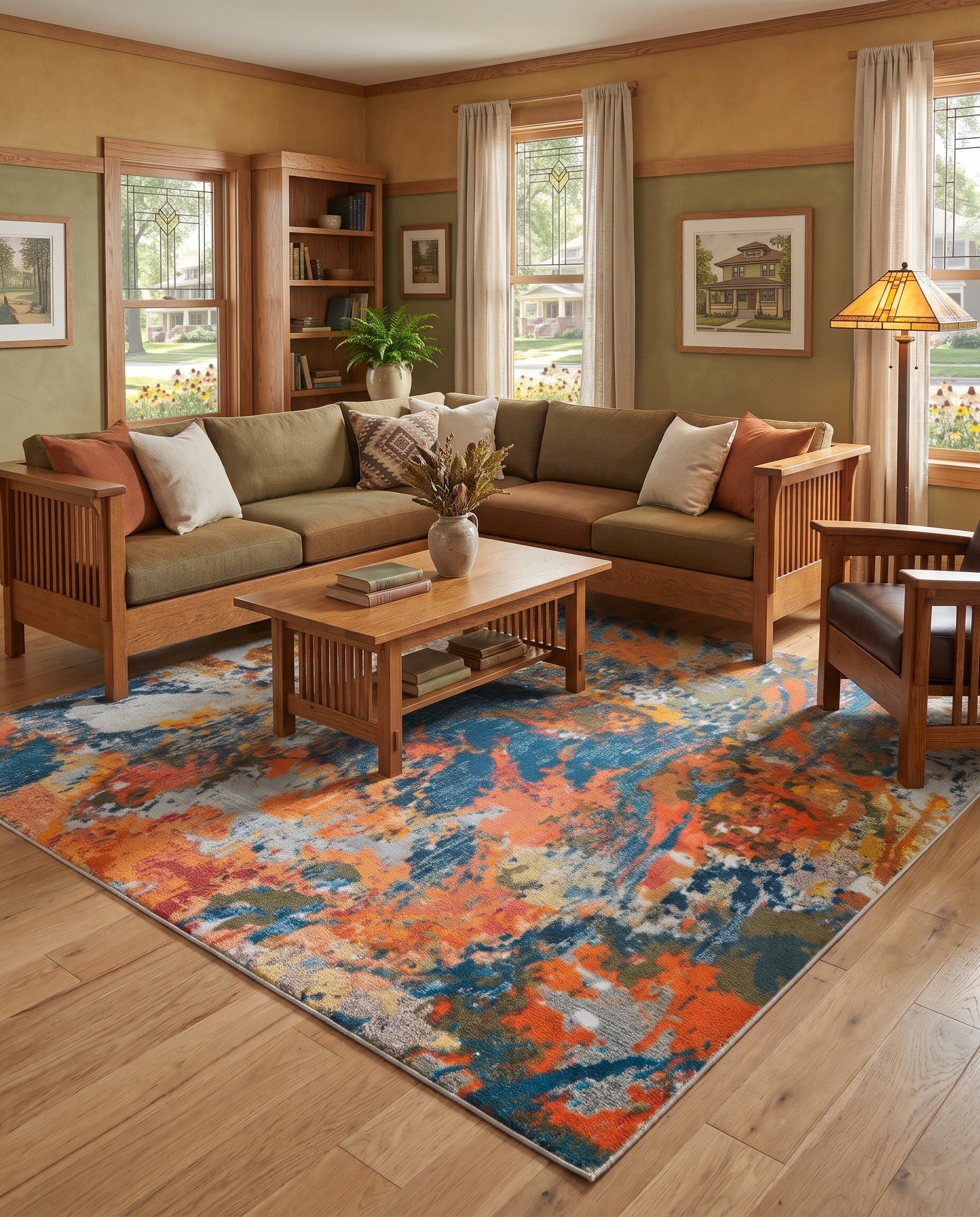 Washable Vivid Square Rug