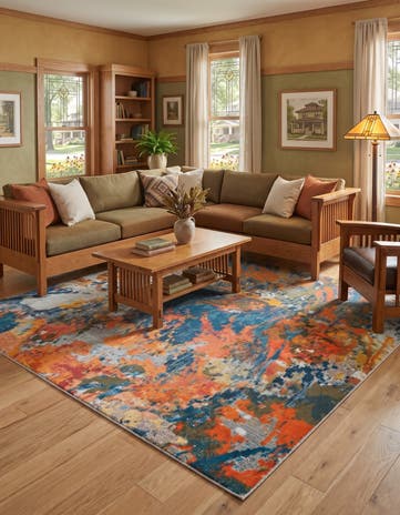 Washable Vivid Square Rug