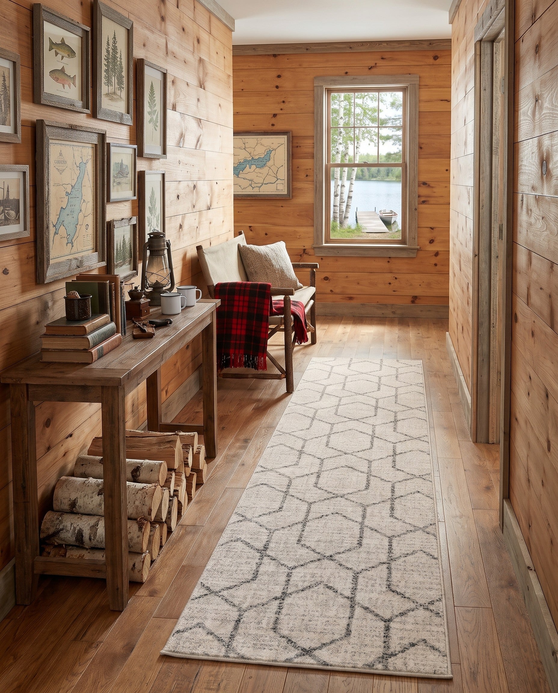 Ivory Eco Trellis Runner Rug