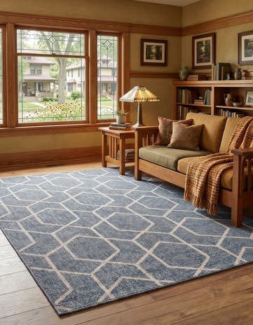 Harbor Blue Eco Trellis Rug