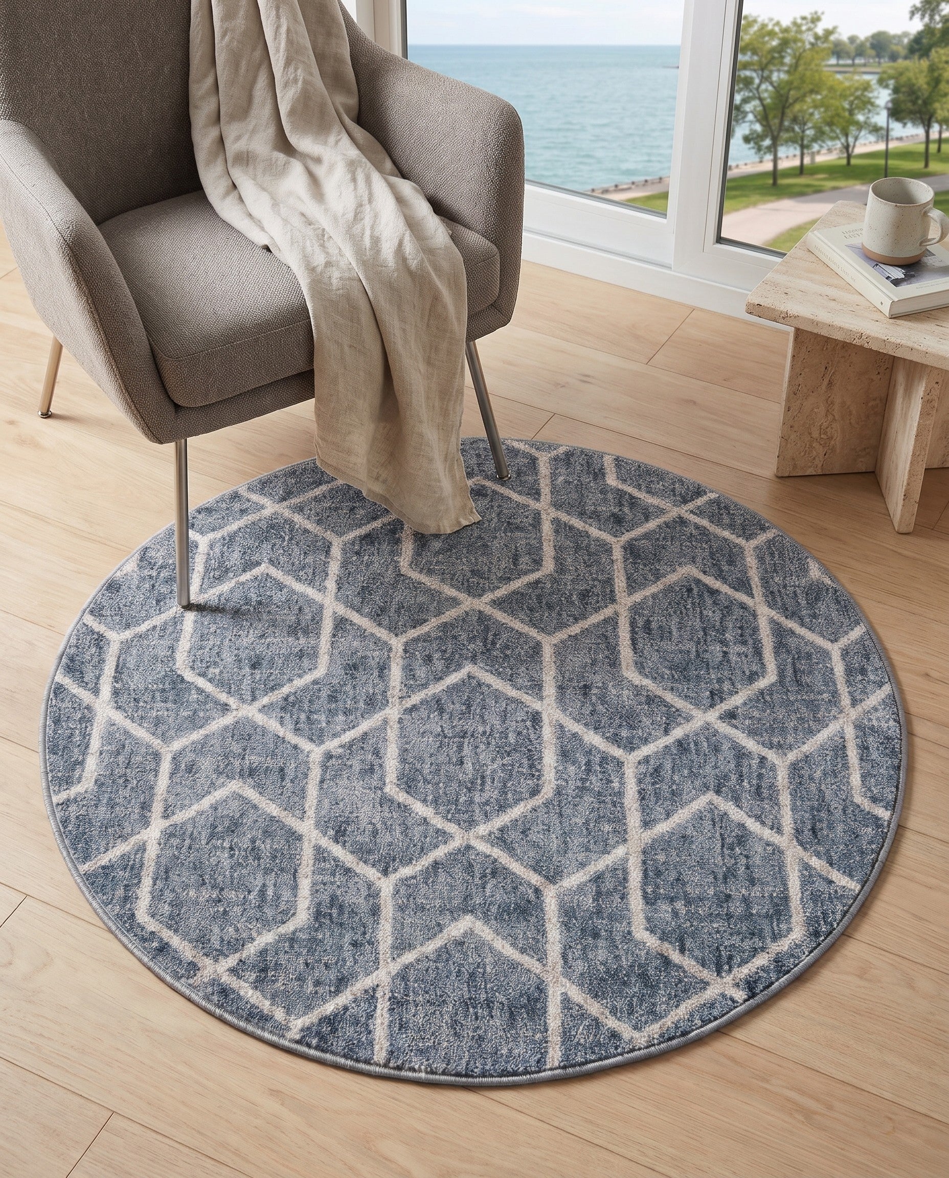 3' 3 x 3' 3 Eco Trellis Round Rug