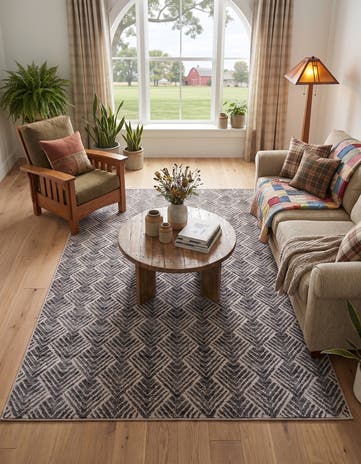 Charcoal Ivory Eco Trellis Rug