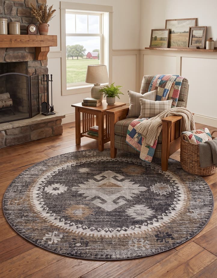 7' x 7' Eco Southwestern Round ...
